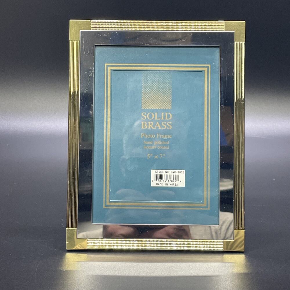 New Vtg Bowon Solid Brass Picture Frame For 5" x 7” Photo Silver Gold Metal Trim